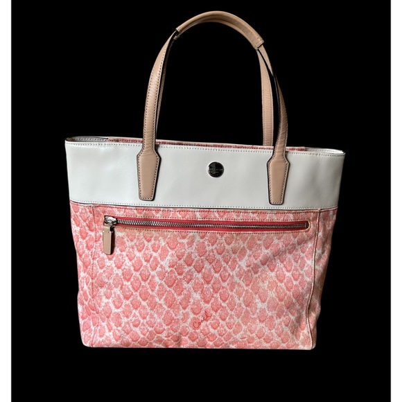 Coach Pink/Coral & White Tote Bag - Picture 1 of 9